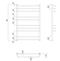 Полотенцесушитель водяной Ravak Cube P10 53x80