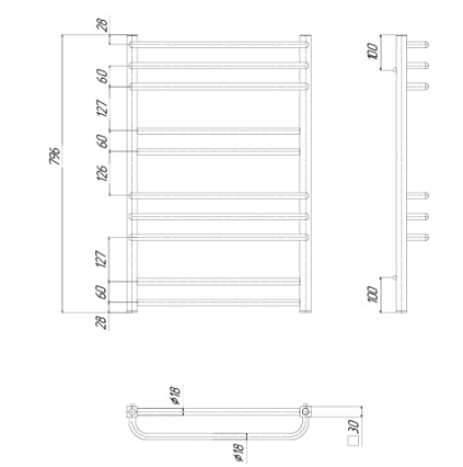 Полотенцесушитель водяной Ravak Cube P10 53x80