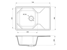 Кухонная мойка GranFest Unique GF-U-740L 74 см графит