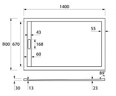 Поддон для душа Cezares TRAY-AS-AH-140/80-30-W 140x80 из мрамора