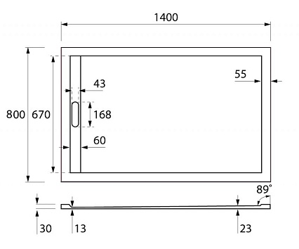 Поддон для душа Cezares TRAY-AS-AH-140/80-30-W 140x80 из мрамора