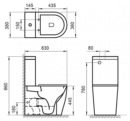 Унитаз-компакт BelBagno Etna BB2157CPR/BB2157T безободковый