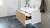 Мебель для ванной Velvex Klaufs 80 см подвесная, 1 ящик, белый глянец/дерево шатанэ