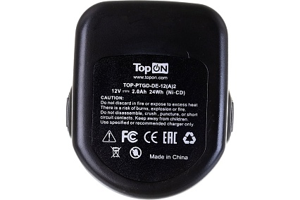 Аккумулятор для электроинструмента DeWalt (Ni-Cd, 12В, 2Ач) Topon PN: DC9071 TOP-PTGD-DE-12/A/2