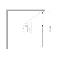 Душевая перегородка Belbagno UNO-L-1-TB-100-FL-GM 100x200 рифленая, оружейная сталь