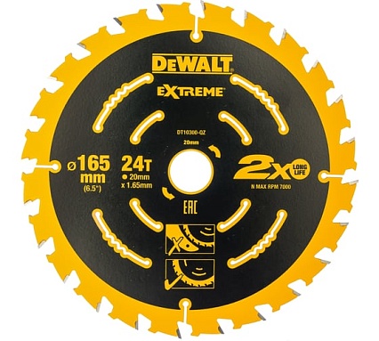 Диск пильный по дереву (165х20 мм; 24) DeWalt DT 10300