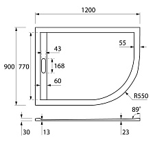 Панель для поддона Cezares TRAY-AS-RH-120/90-100-SCR-L 120x90 L