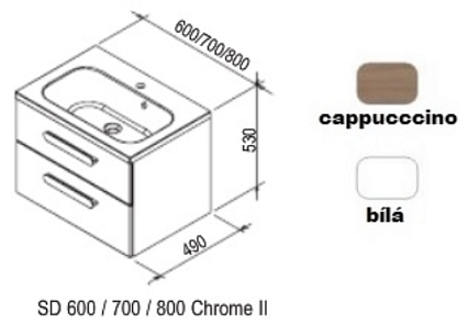 Тумба с раковиной Ravak Chrome 60 см два ящика, капучино