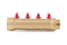 Коллектор с шаровыми кранами PROFACTOR в/н 1&quot; х 4 вых 1/2&quot;нар PF MV 265.4
