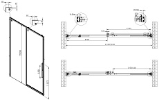 Душевая дверь Vincea Ultima VDS-7UL120CLGM 120x200 вороненая сталь, прозрачная
