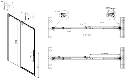 Душевая дверь Vincea Ultima VDS-7UL120CLGM 120x200 вороненая сталь, прозрачная