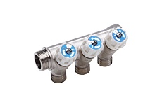 Резьбовой коллектор с вентилями Aqualink вн-нар 3/4, 1/2x4 4478