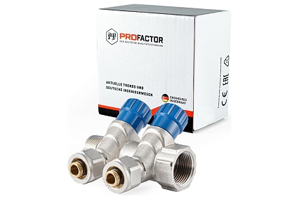 Коллектор с регулировочными вентилями PROFACTOR в/н 3/4" х 2 вых 16 цанга PF MVP 268.2C
