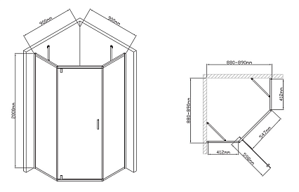 Душевой уголок Vincea Slim-U VSP-2SU900CLB 90x90 черный, стекло прозрачное