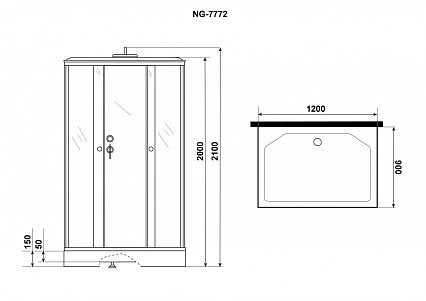 Душевая кабина Niagara Luxe 7772QG 120x90, золото