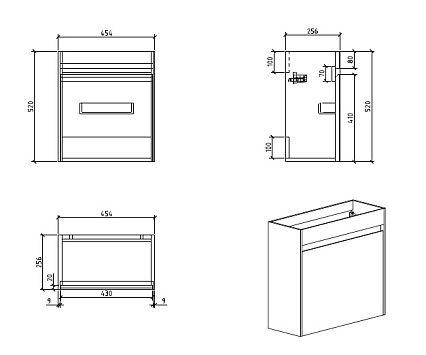 Тумба с раковиной BelBagno Pietra Mini 46 см, правосторонняя Stone