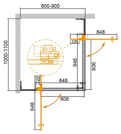 Душевой уголок Cezares SLIDER-AH-2-80/90-100/110-C-NERO 80/90x100/110 прозрачный, черный