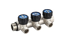 Коллектор с регулирующими вентилями IVANCI выходы с наружной резьбой, 4 выхода 3/4"x1/2" IVC.106600.N.03