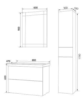 Мебель для ванной Marka One Lacio 80 см Onyx