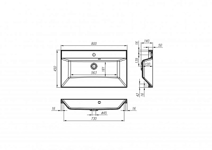 Раковина BelBagno BB800/450-LV-ART-AST-NERO 80 см черный