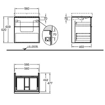 Тумба с раковиной Geberit iCon 60 см, два ящика, белый глянец