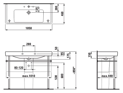 Раковина Laufen Pro S 105 см 8.1396.6.000.104.1