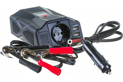 Автомобильный инвертор Topon 200 Вт, 1 розетка, 2 USB, LCD экран, пиковая мощность 400 Вт, черный TOP-PI201