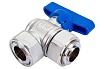 Шаровой кран FAR хром, 3/4" накидные гайки бабочка, синий, угловой FS 3099 34BC