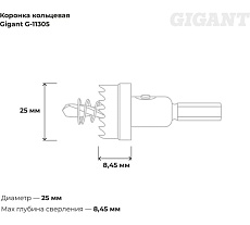 Коронка кольцевая 25 мм Gigant G-11305