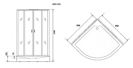 Душевая кабина Niagara Premium NG- 6001-01G 90x90