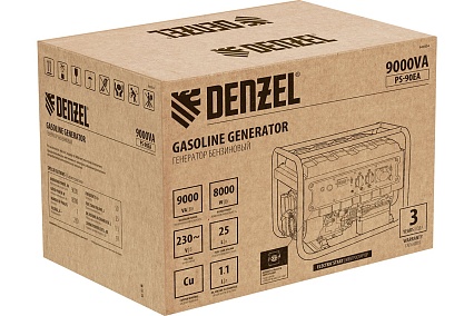Бензиновый генератор Denzel PS 90 EA, 9,0 кВт, 230В, 25л 946934