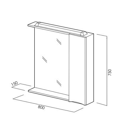 Зеркальный шкаф BelBagno MARINO-SPC-800/750-1A-BL-P-R 80 см, правосторонний, Bianco Lucido