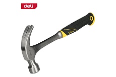 Молоток-гвоздодер цельнокованый Deli DL5073 550гр, прорезиненная рукоять, круглый боек 168204