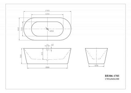 Акриловая ванна BelBagno BB306-1785 178.5x84 белый