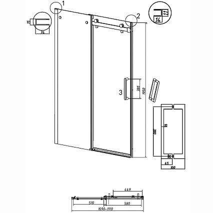 Душевая дверь Grossman Classic 110x195 тонированное, черный матовый 100.K33.04.110.21.10