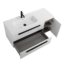 Тумба с раковиной Cezares Eco-Cer-N 120 см 2 ящика, 1 дверца, левая Bianco Lucido