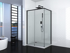 Душевой уголок Cerutti Vito 110x80 L, прозрачный, черный