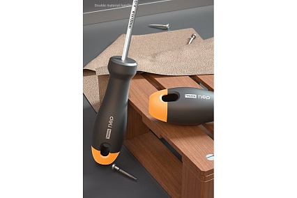 Шлицевая отвёртка Deli HOME SERIES GRAY HT1105C 5x100мм эксклюзивный дизайн, софттач пластик 130297