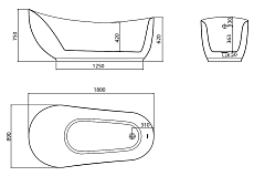 Акриловая ванна Grossman Style GR-2303M 180x89 белый матовый