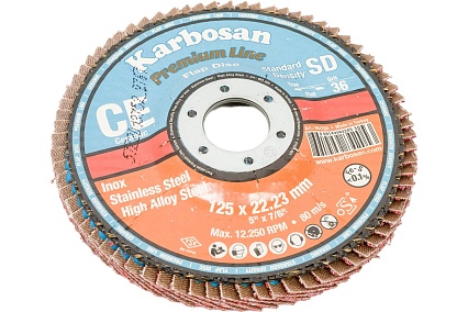 Круг лепестковый торцевой, прямой, керамика 125х22.2 мм, P-36 ABRAFORM AF-FLAP-FT-125-P36-CRM