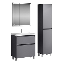 Мебель для ванной Grossman Меркадо 80 см напольная, графит матовый