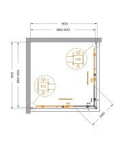 Душевой уголок Cezares Relax 90x90 прозрачный, брашированное золото RELAX-304-A-2-90-C-BORO