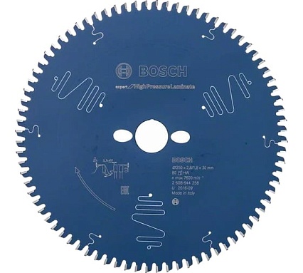 Диск пильный Expert for High Pressure Laminate (250x30 мм; 2.8/1.8 мм; 80T) Bosch 2608644358