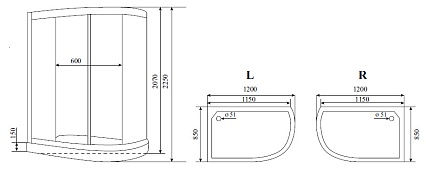 Душевая кабина Timo Lux T-7702 120x85 L