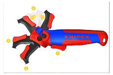 Нож для кабеля Knipex с &quot;пяткой&quot;, с трещоткой, 146 мм, 2К ручка KN-1650145SB