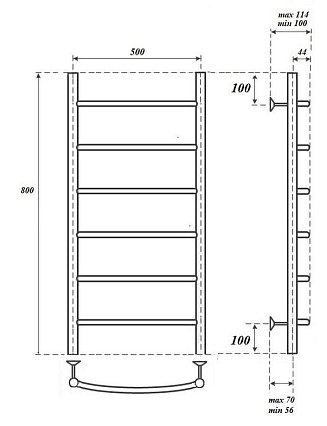 Полотенцесушитель водяной Point Афина PN04158BR П6 50x80, бронза