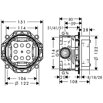 Смеситель Hansgrohe iBox Universal 01800180 внутренняя часть