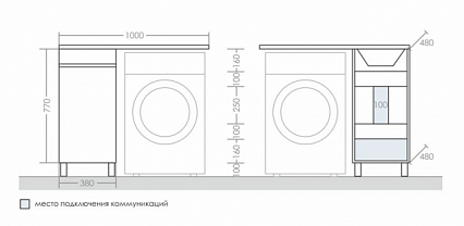 Мебель для ванной Санта Марс 100 см (рак.Лидер 100см) напольная, белый