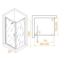 Душевой уголок RGW Stilvol SV-145B (SV-05B + Z-050-2B) 90x80 прозрачное, черный 703214598-14