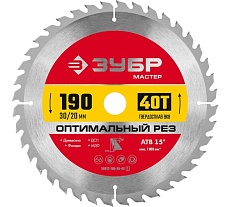 Диск пильный по дереву Зубр Оптимальный рез 190x30/20 мм, 40Т 36912-190-30-40_z01